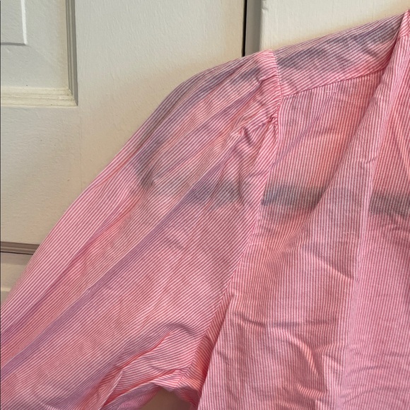 LOFT Pink Ruffled button down Small - Picture 7 of 8